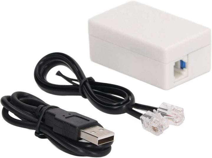 TELREC01 Telefonrecorder, RJ11-Schnittstelle, Micro-USB-Ladeschnittstelle, Weisses Telefonleitungsau