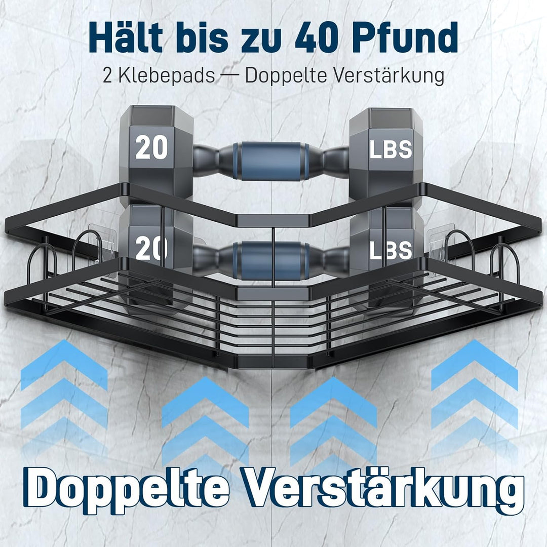 Duschablage ohne Bohren, Eckregal Bad Edelstahl Badezimmer Organizer Badezimmer Regal mit Klebepad D