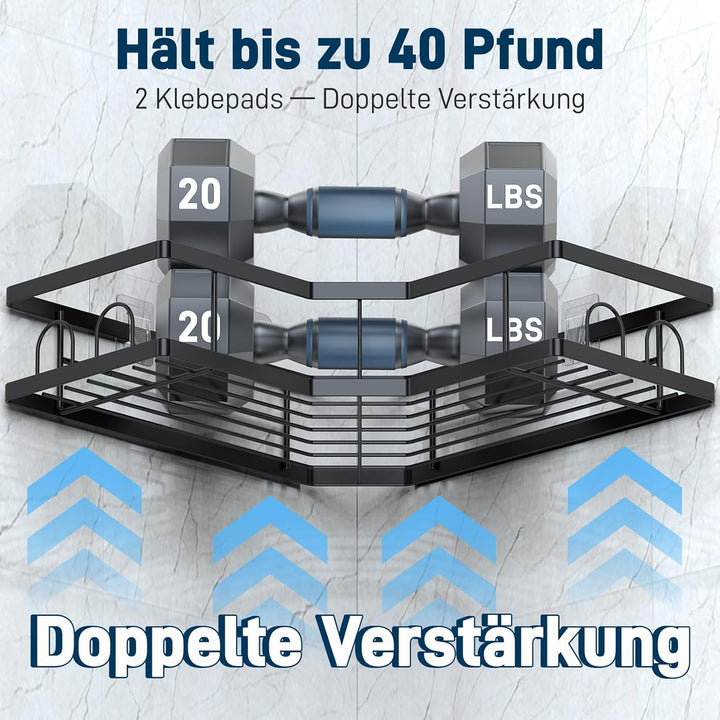 Duschablage ohne Bohren, Eckregal Bad Edelstahl Badezimmer Organizer Badezimmer Regal mit Klebepad D