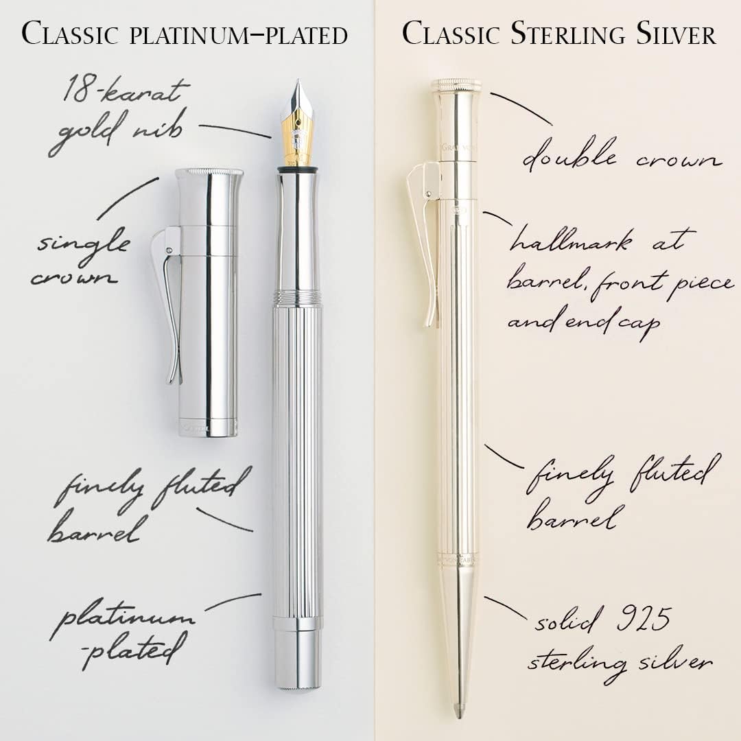 Graf von Faber-Castell 145561 - Füllfederhalter Classic, platiniert, Federbreite F