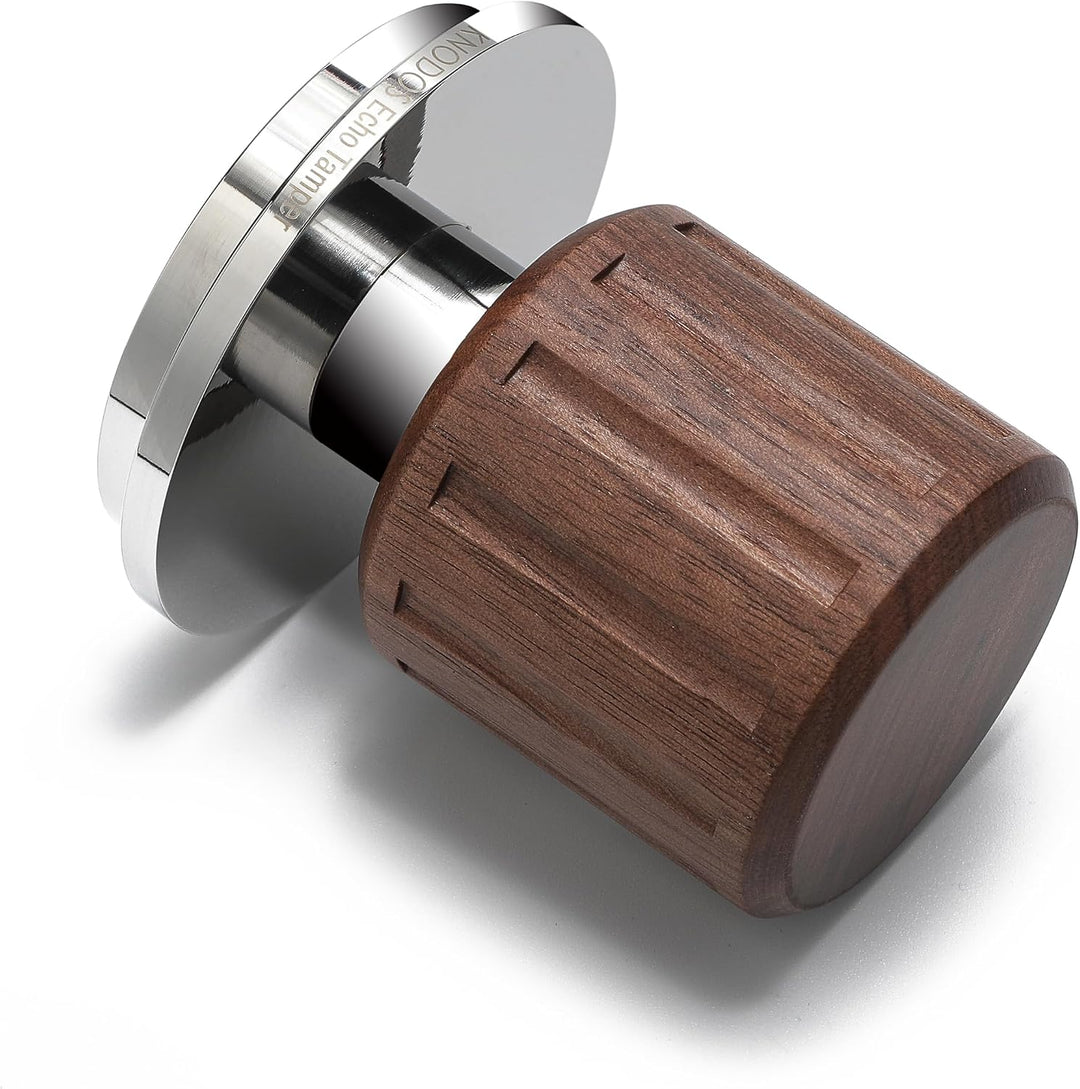 Espresso Tamper 58,5mm Walnuss – mit Klick Feedback | , 30 lb Feder &amp; Edelstahl-Flachbasis für IMS,