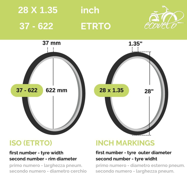 ECOVELO Unisex – Erwachsene 2 Reifen 700 x 35 cm 700 x 35 C, Schwarz, 700x35