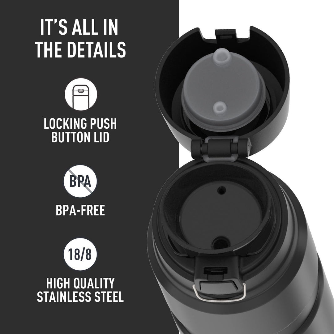 Thermos Stainless King 24 Ounce Drink Bottle, Matte Black, Matte Black