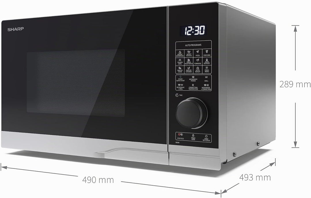 SHARP PC254AES Mikrowelle mit Grill und Konvektion (Heissluft) (Mikrowelle: 900W, Grill: 1200W, Heis
