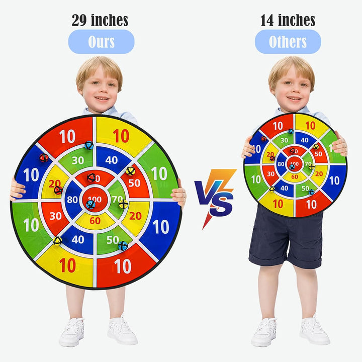 Dartscheibe für Kinder – 29" (73 cm) mit 12 Klettbällen & 12 Klettdarts, Indoor & Outdoor Wurfspiel,