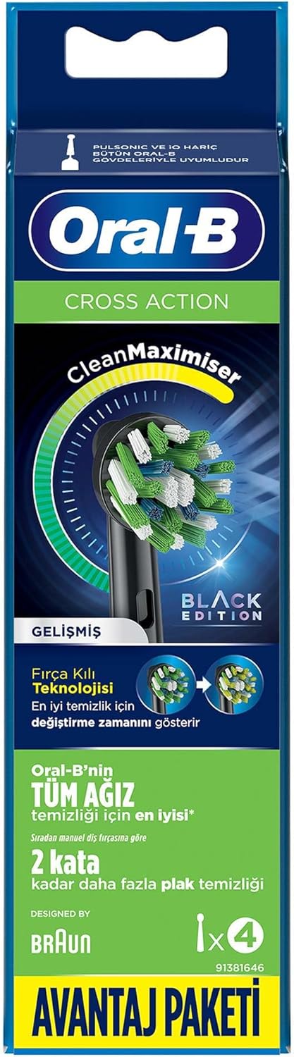 Oral-B Zahnbürste Ersatzkopf Cross Action schwarz 4 Stück