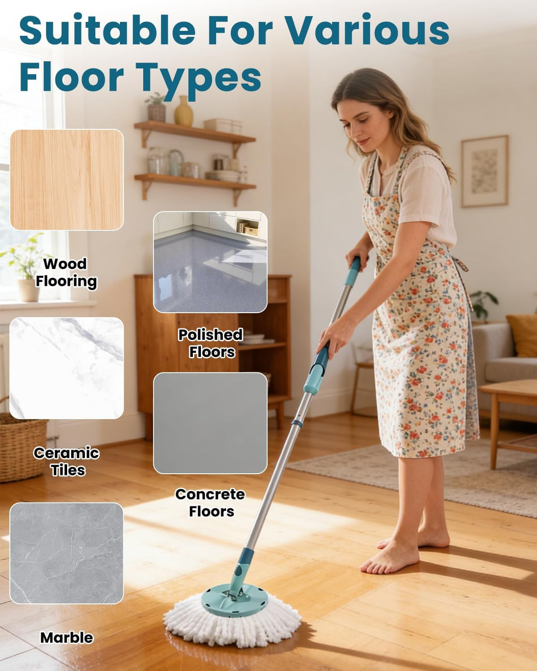 LEAZZLE 6 Stück Ersatzkopf für Clean Twist Disc Mop Micro Set,für Bodenwischer Ersatzbezug/wischmopp