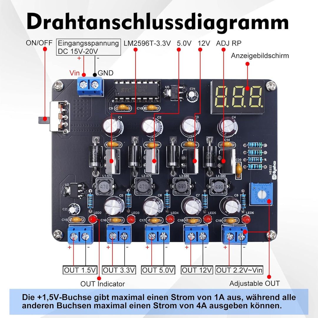 PEMENOL DIY Löt Bausatz Steckbrett Netzteil Elektronik Bausatz Power Supply Modul Elektronische Proj