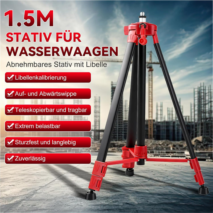 Wasserwaage-Stativ für Messgerätehalter, 1,5 m verstellbares Laser-Nivellier-Teleskopstativ für selb