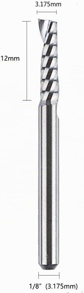 SpeTool 5 Stück Alu Fräser 3,175 mm (1/8") Schaft Einschneidiger CNC Fräser Holz VHM 12mm Schnittlän
