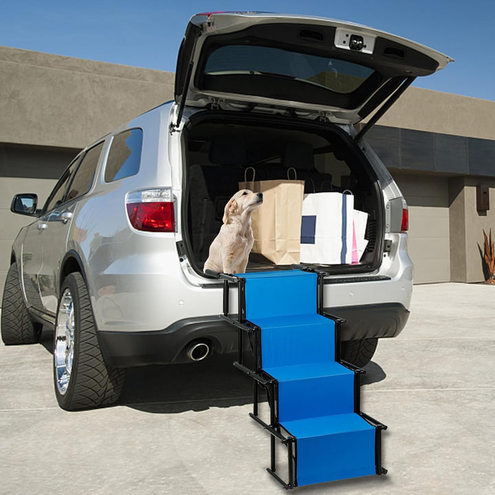 Homewell Hunderampe Auto Klappbar - Bis 70 kg Belastbar - Leicht zu Lagern - Treppe für Hunde mit Ve