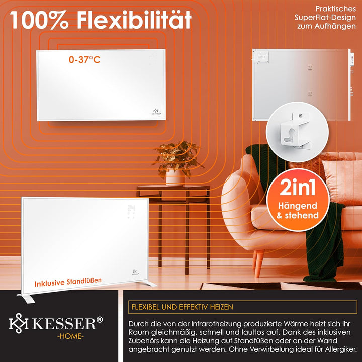 KESSER® Infrarotheizung Energiesparend Infrarot Standgerät & Wandmontage Elektroheizung 540W mit Fer