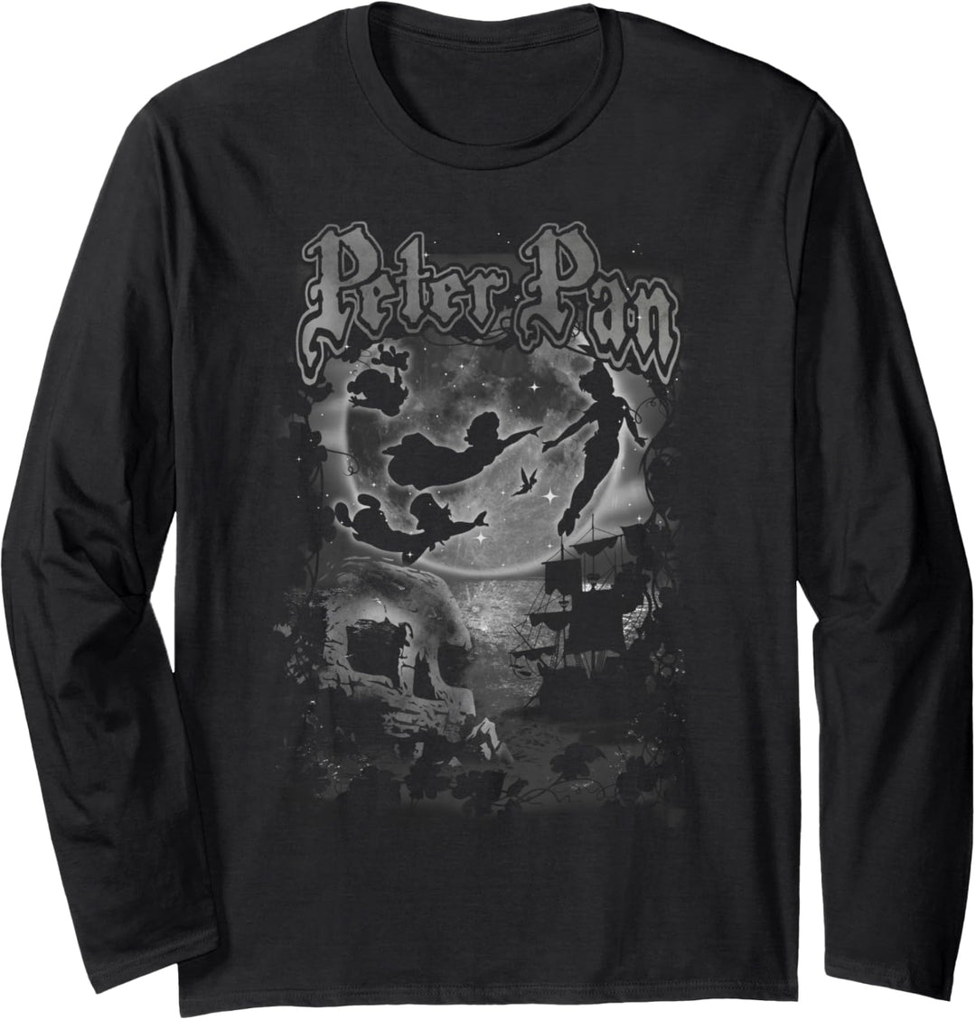 Disney Peter Pan Group Silhouette Title Logo Langarmshirt