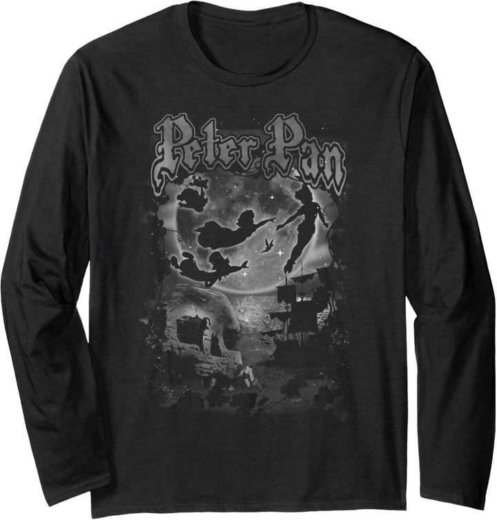Disney Peter Pan Group Silhouette Title Logo Langarmshirt