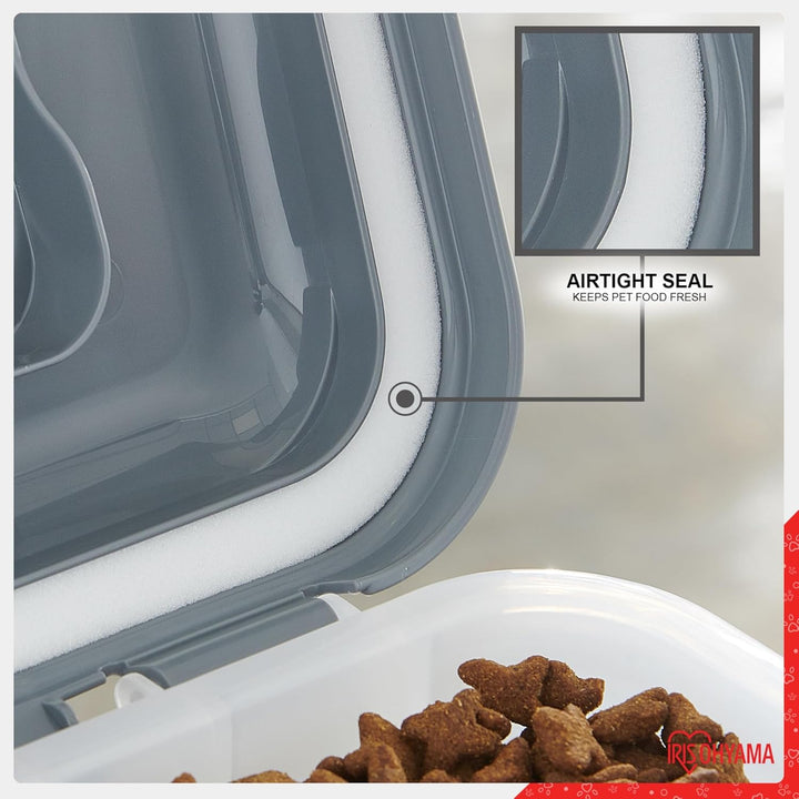 Iris Ohyama Hundefutter Aufbewahrung mit Rollen, 20L/7.5kg, Grau, Luftdichte Futterbox, Trockenfutte