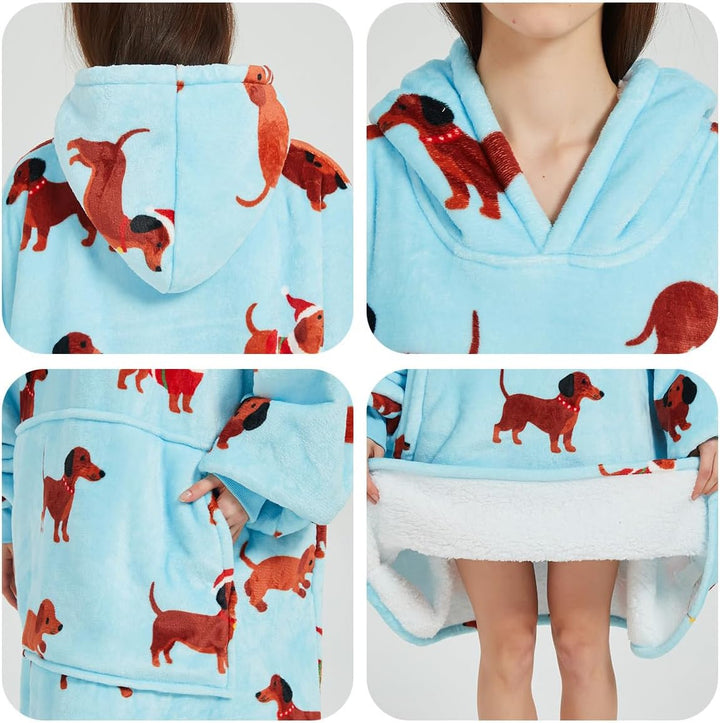 Lanqinglv Kuscheldecke mit Ärmeln,Sherpa Decke Hoodie Sweatshirt Oversized,Einheitsgrösse Kapuzenpul