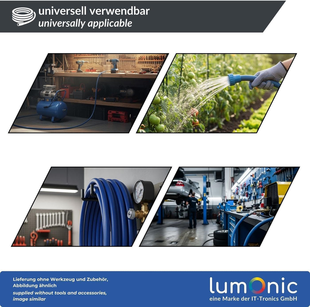 Lumonic 10m Druckluftschlauch I 13mm I flexibel, abriebfest und gewebeverstärkt I Druckluft & Bewäss