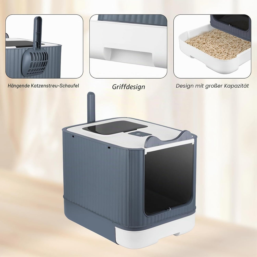 OHMG Selbstreinigende Katzentoilette,Katzenklo Selbstreinigend,Geruchsbeseitigung,Geschlossen Grosse