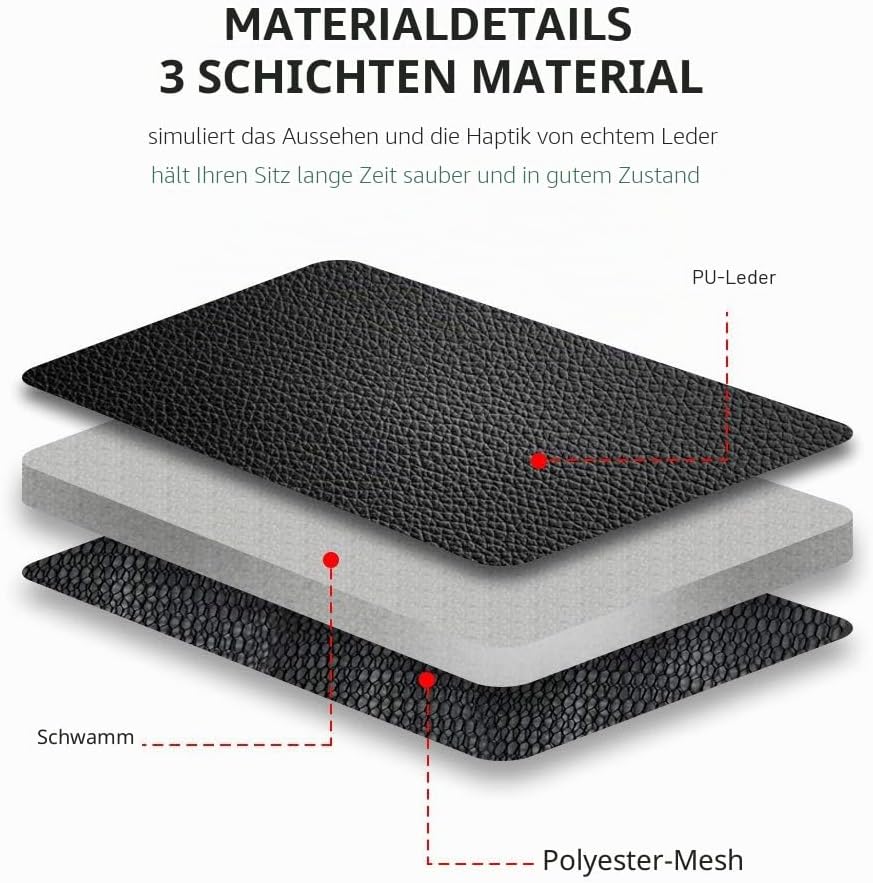 AUTOYOUTH Sitzbezüge Auto Vordersitze Universal Auto-Schonbezüge PU-Leder Sitzschoner Schwarz grau f