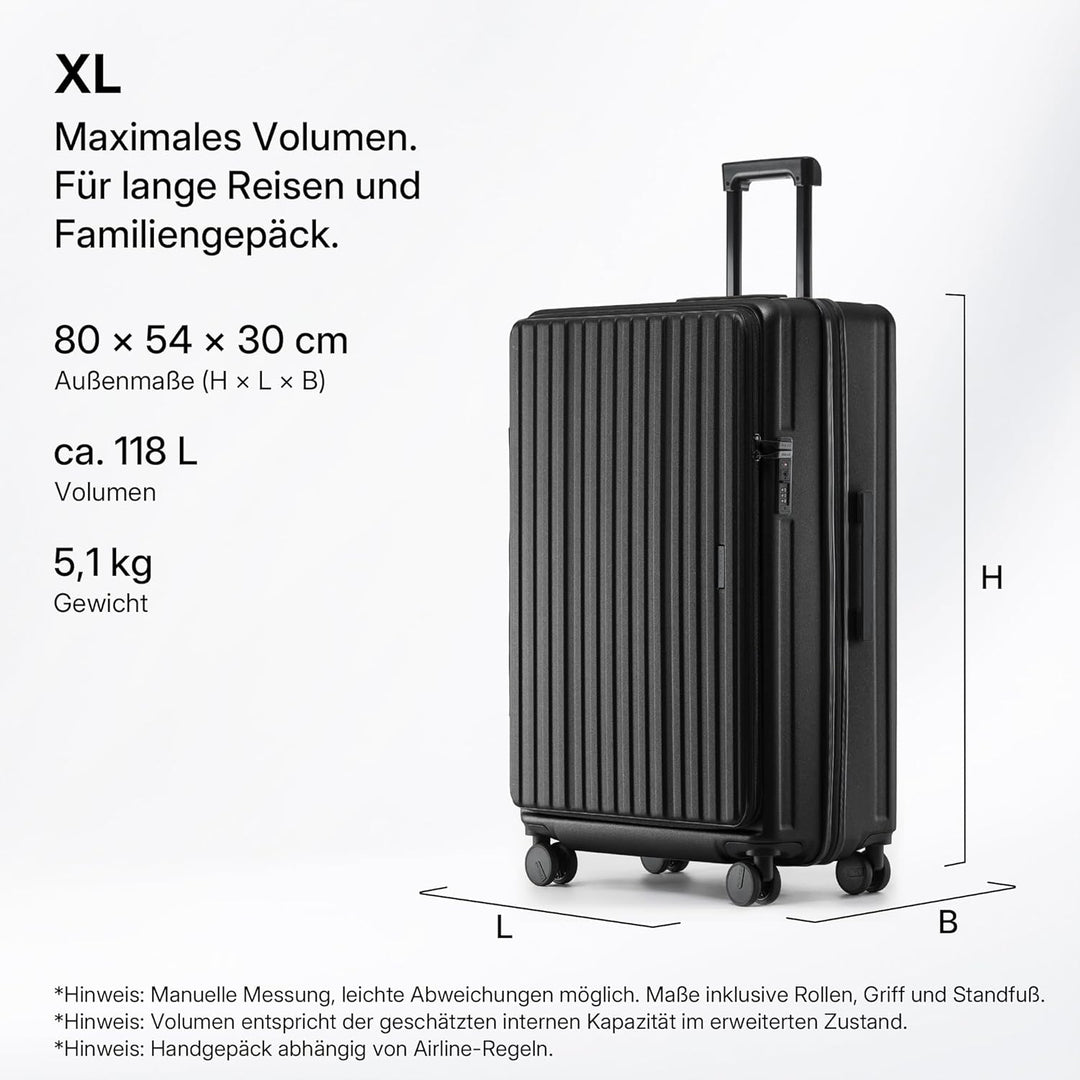 Koffer Expandierbar – Hartschalen-Trolley mit Oberseiten-Öffnung, Kompressionsgurt & extra Stauraum