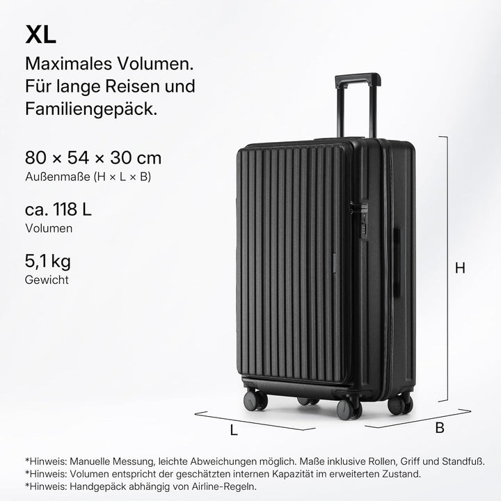 Koffer Expandierbar – Hartschalen-Trolley mit Oberseiten-Öffnung, Kompressionsgurt & extra Stauraum