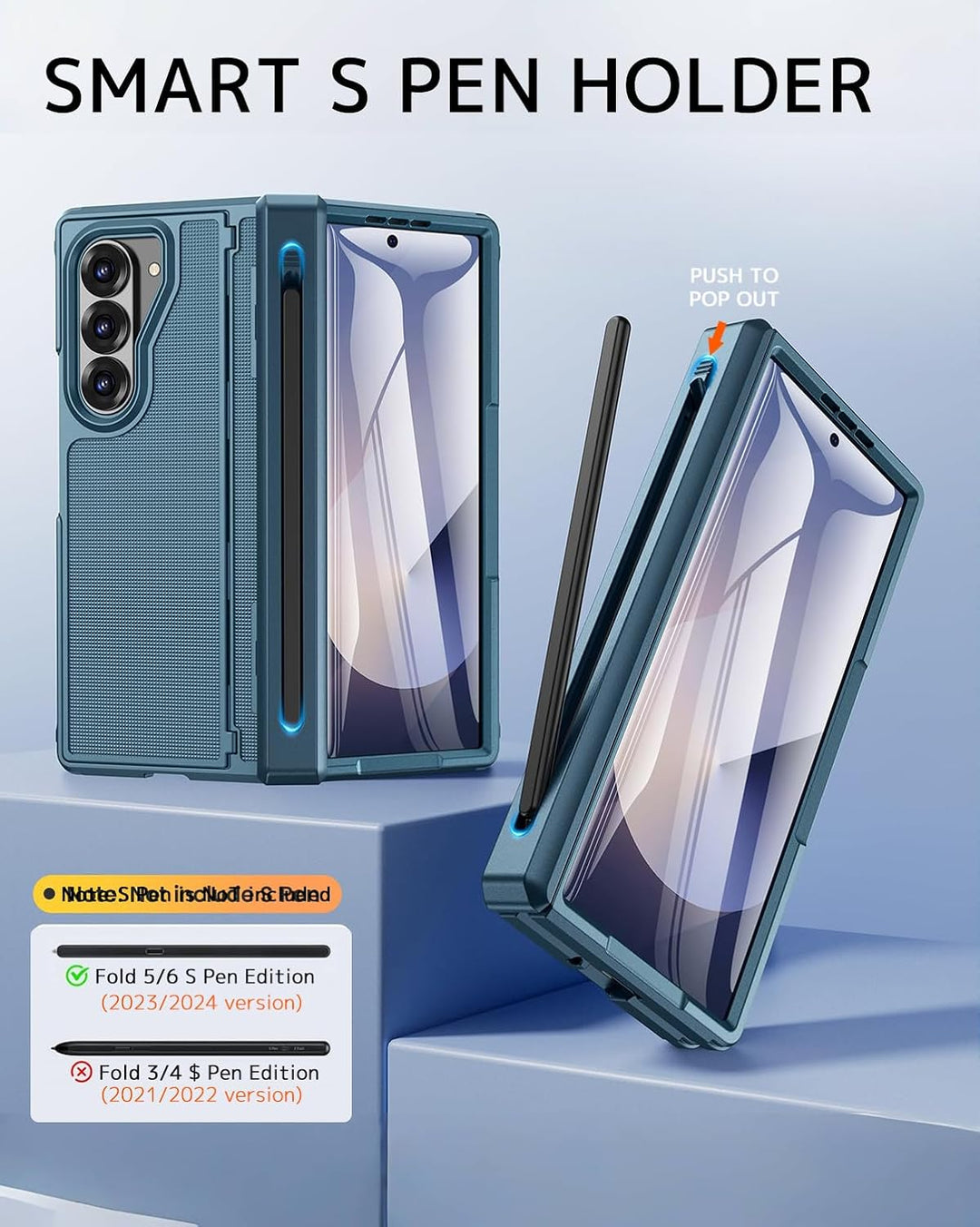 NINKI für Samsung Galaxy Fold 6 Case mit Invisible Bracket, Schutzhülle [vorne Displayschutz] Anti-K