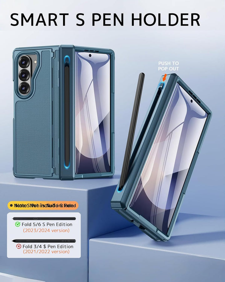 NINKI für Samsung Galaxy Fold 6 Case mit Invisible Bracket, Schutzhülle [vorne Displayschutz] Anti-K