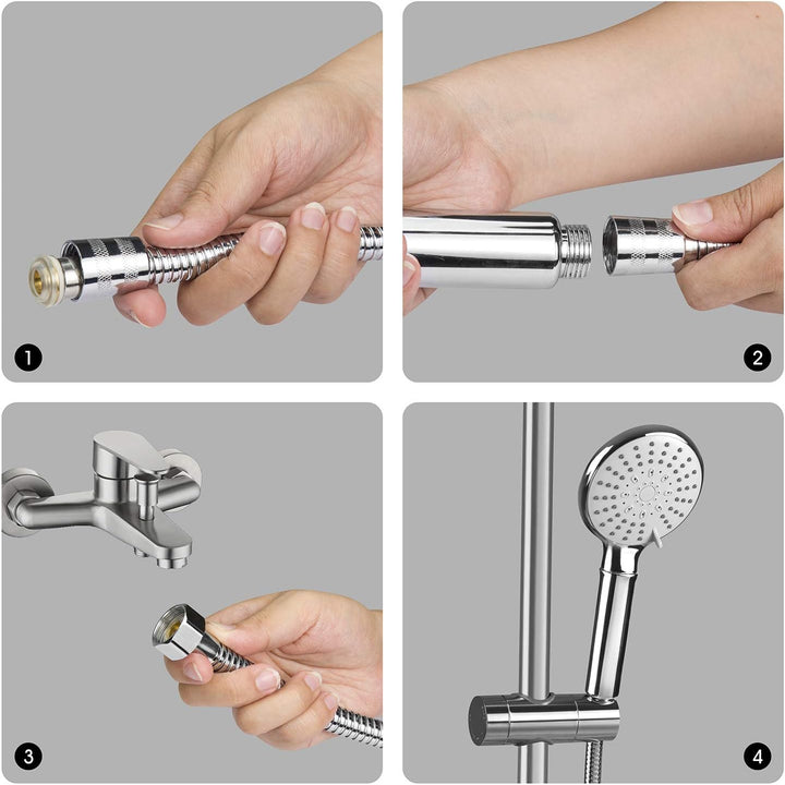 Duschkopf Set, Duschkopf mit Schlauch und Halterung, Dusche Sparduschkopf, Schlauch 1,5m, Duschkopfh