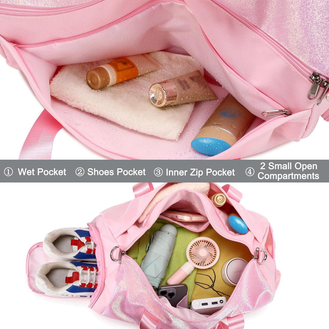 Kimwadalh Sporttasche für Mädchen, Kinder, Tanztasche, Wochenendtasche, Kinder, Reisetasche, Mädchen