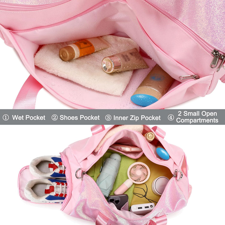 Kimwadalh Sporttasche für Mädchen, Kinder, Tanztasche, Wochenendtasche, Kinder, Reisetasche, Mädchen