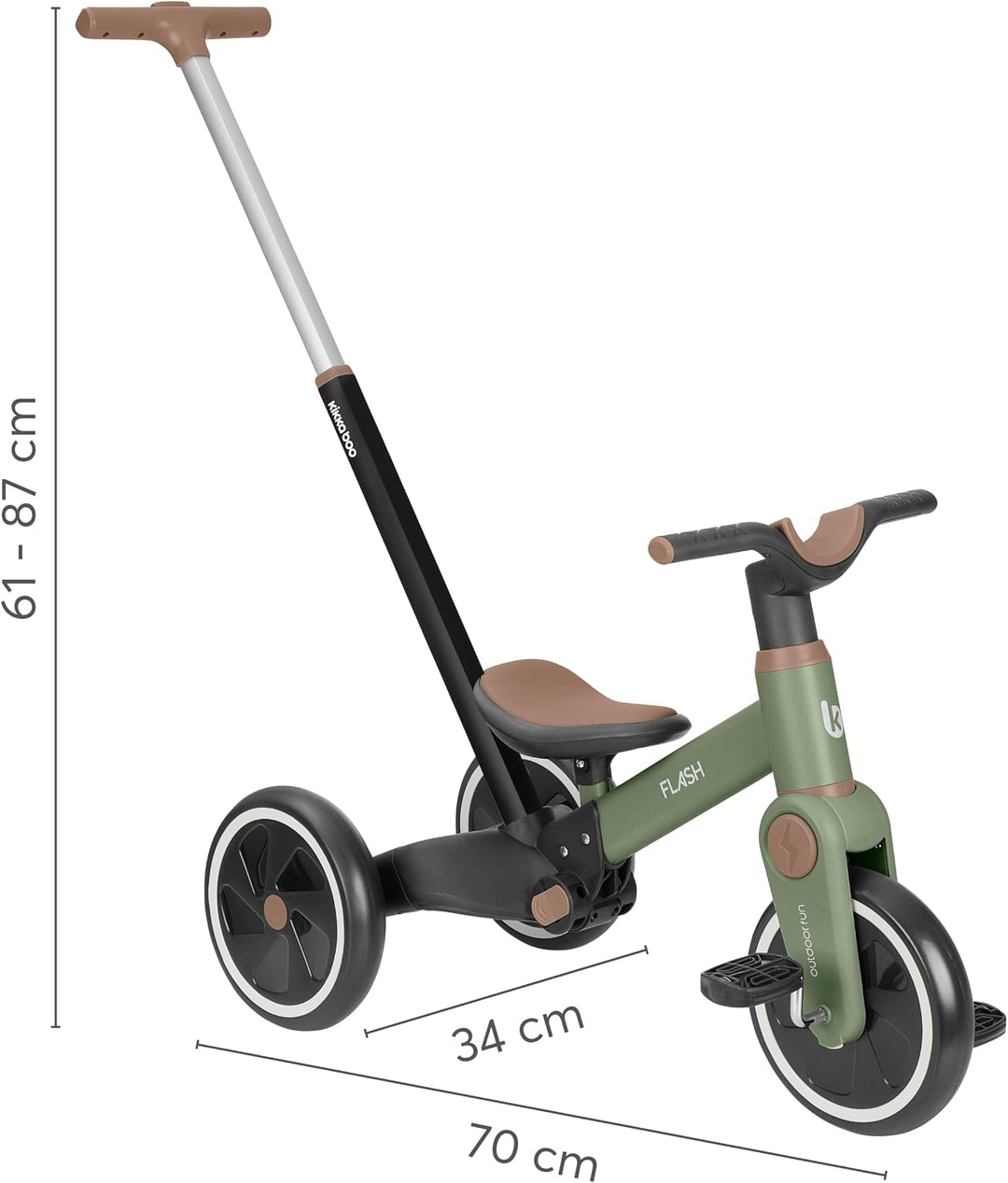 KikkaBoo Flash Dreirad Ab 2 Jahre, 5-in-1 Laufrad Und Dreirad, Umwandelbar Zum Laufrad Oder Fahrrad
