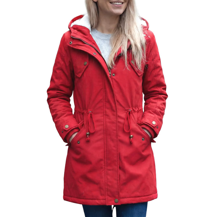 YYNUDA Wintermantel Damen Warm Gefüttert Winter Parka Mittellang Winterjacke Winterparka mit Fellkap
