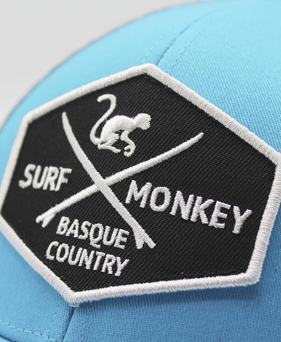 SURF MONKEY Trucker Cap mit 5 Paneelen mit Netzstoff für Jungen / Mädchen - Cap 6-12 Jahre Blau/Grau