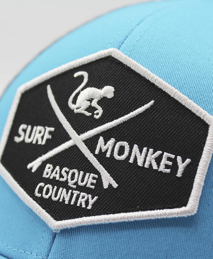 SURF MONKEY Trucker Cap mit 5 Paneelen mit Netzstoff für Jungen / Mädchen - Cap 6-12 Jahre Blau/Grau