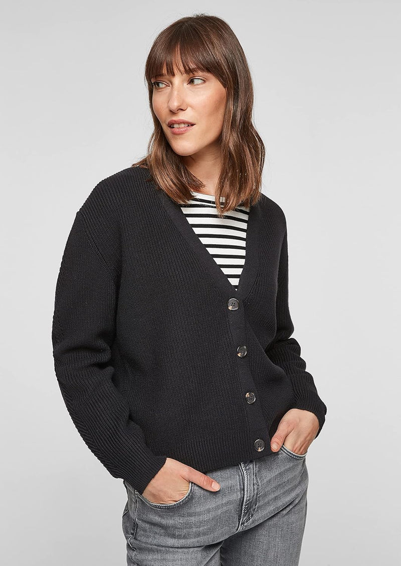 s.Oliver Cardigan aus Baumwollmix 46 9999 Schwarz, 46 9999 Schwarz