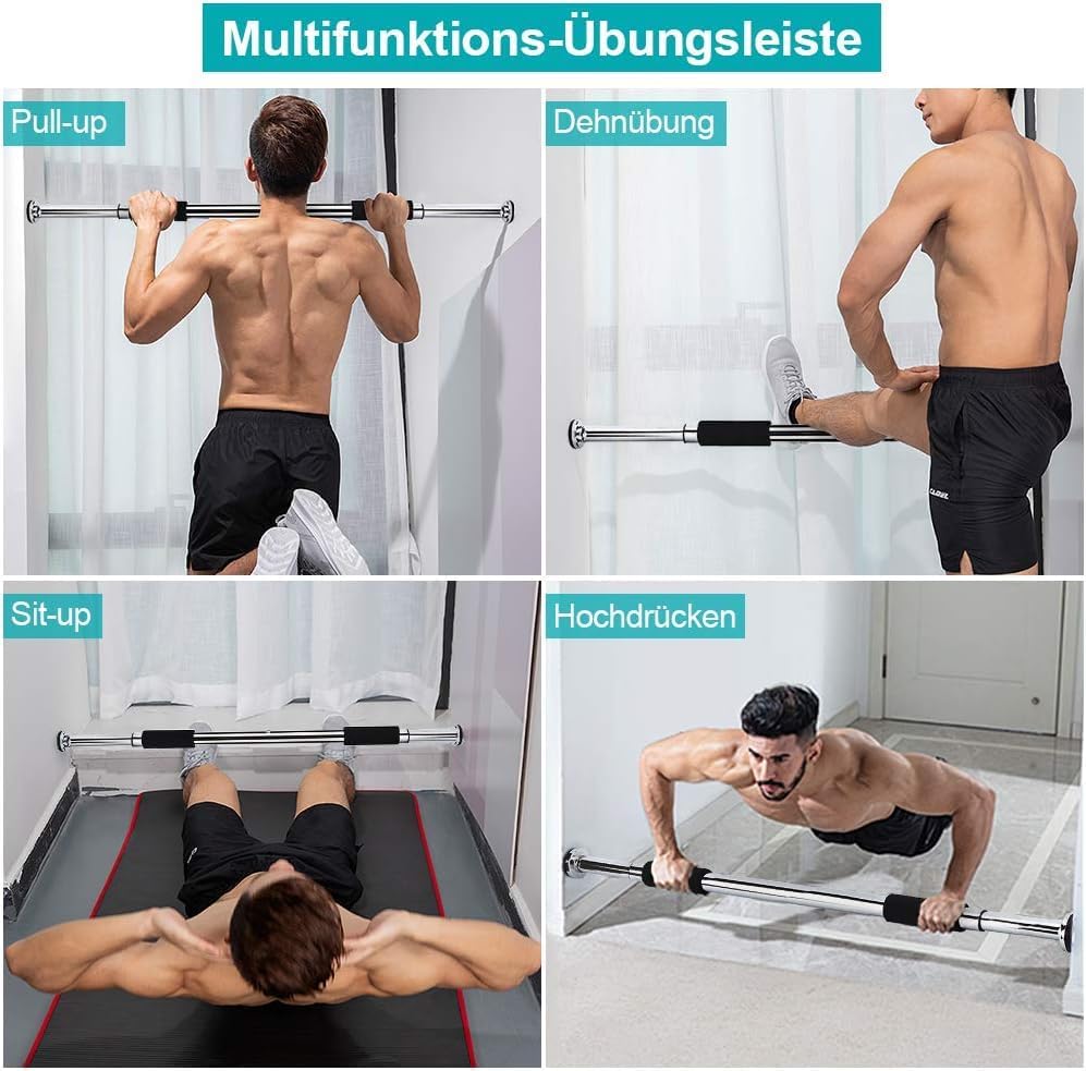 Übungsstange Klimmzugstange 62-100cm verstellbare Innentür horizontale Stange hochziehbare–Pull Up S
