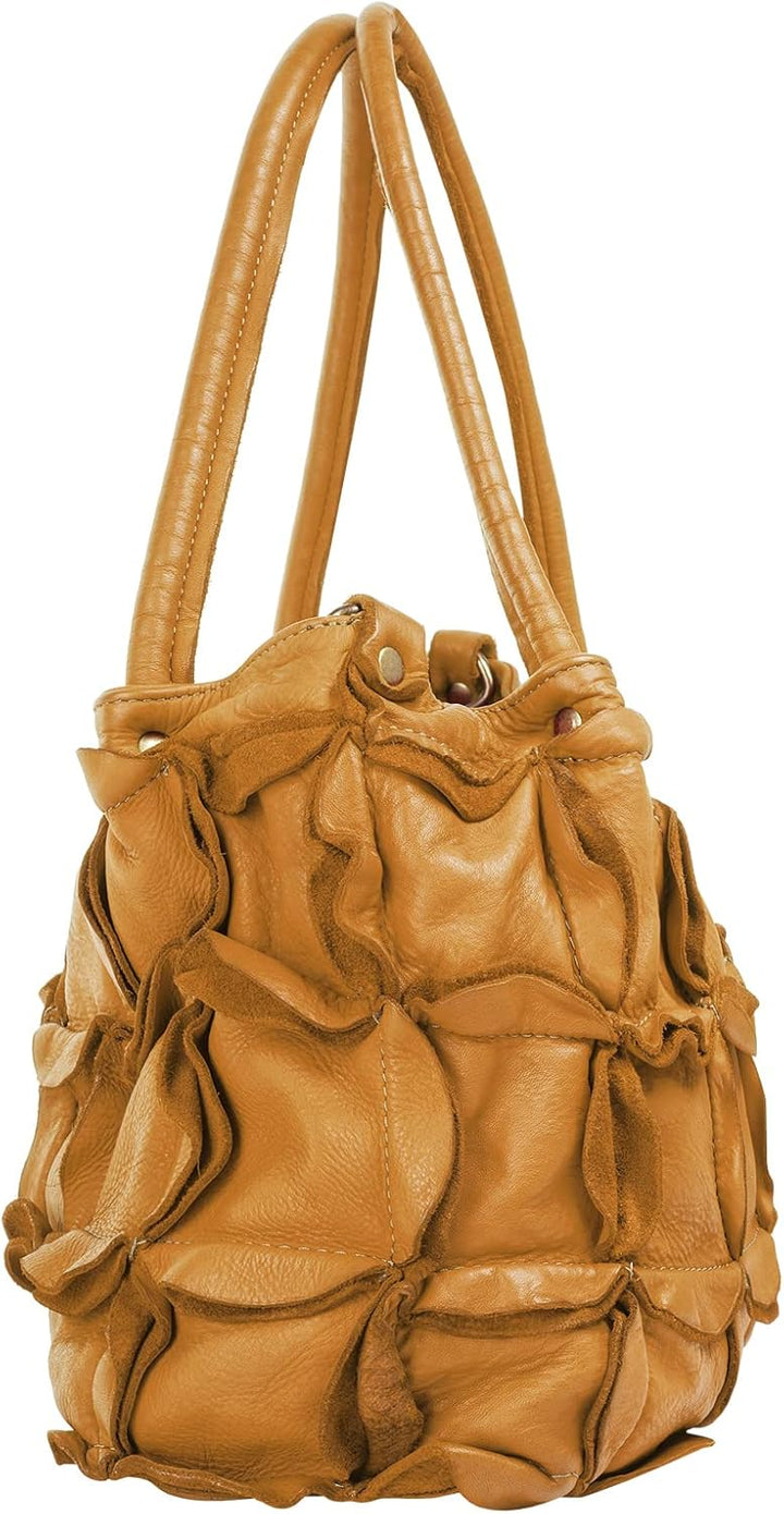 Samantha Look Shopper Echt Leder Damen | Made in Italy, Geräumige Vintage Schultertasche mit Reissve