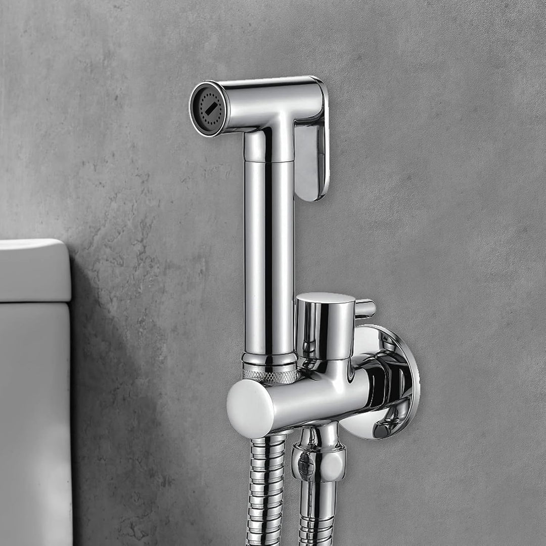 Ibergrif - Unterputz WC-Bidet Handbrause Set mit Douche und Halter, Schlauch, Kaltes Wasser, Chrom,
