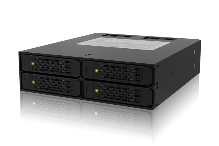 ICY DOCK Wechselrahmen für 4X 2,5 Zoll (6,4cm) SATA/SAS SSD/HDD in 1x 5,25 Zoll (13,3cm) - Vollmetal
