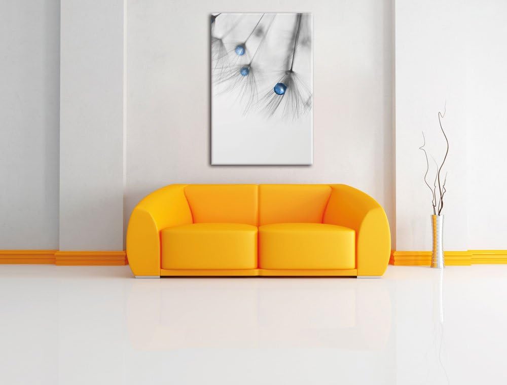Pixxprint Pusteblumensamen mit Wassertropfen als Leinwandbild/Grösse: 100x70 cm/Wandbild/Kunstdruck/