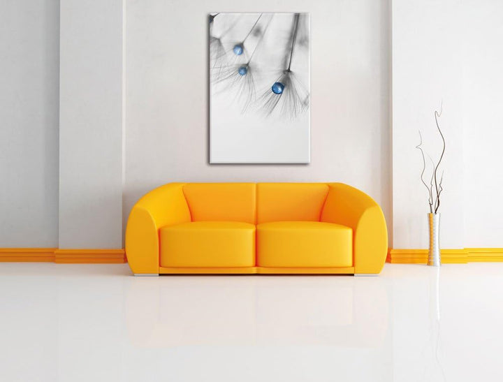 Pixxprint Pusteblumensamen mit Wassertropfen als Leinwandbild/Grösse: 100x70 cm/Wandbild/Kunstdruck/