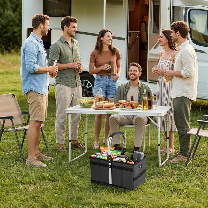 ALLCAMP 27L Einkaufskorb Faltbar | Verstärkter Boden & Alu-Griff | Stabil & Platzsparend für Kofferr