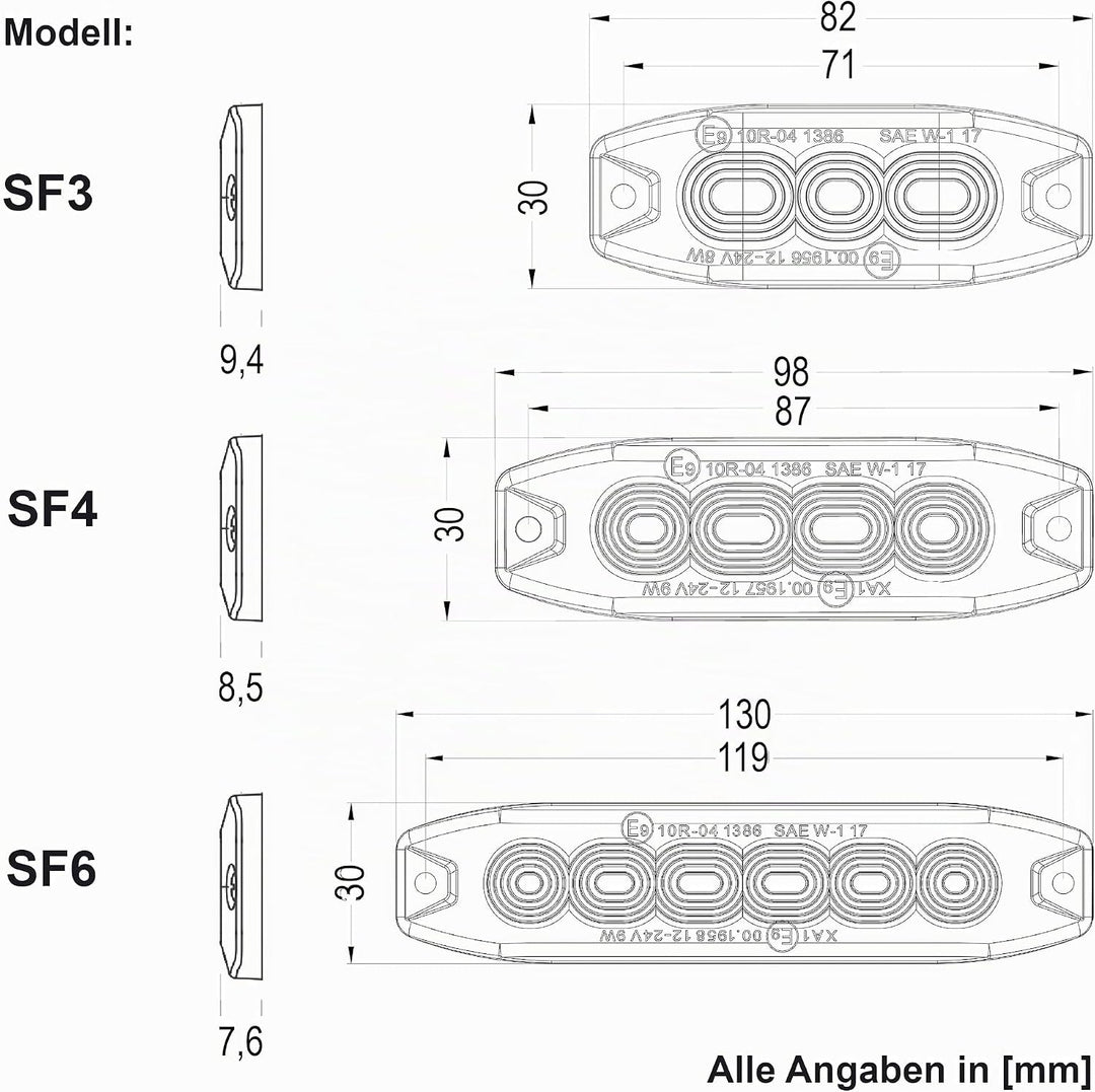 LED-MARTIN 2er Sparset R65 Blitzmodul SF3 - super flach - 12V 24V - mit ECE-R65 Zulassung - Als Fron