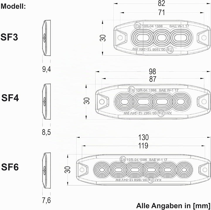 LED-MARTIN 2er Sparset R65 Blitzmodul SF3 - super flach - 12V 24V - mit ECE-R65 Zulassung - Als Fron