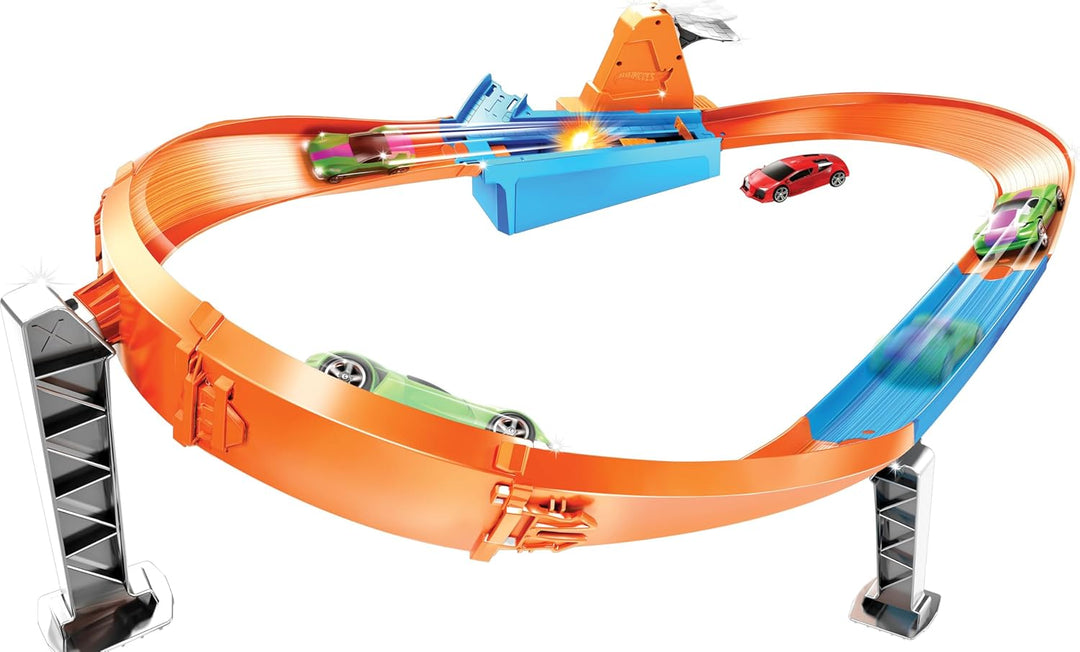 Hot Wheels GJM75 - Action Speed Boost Champion Trackset mit 1 Fahrzeug, Spielzeug Autorennbahn ab 5