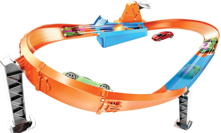 Hot Wheels GJM75 - Action Speed Boost Champion Trackset mit 1 Fahrzeug, Spielzeug Autorennbahn ab 5
