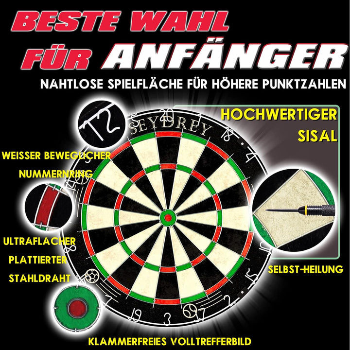 Seydrey Dartscheibe Kork Dartscheibe mit Pfeilen Offizielles Steeldartscheibe Dartscheibe Steeldart