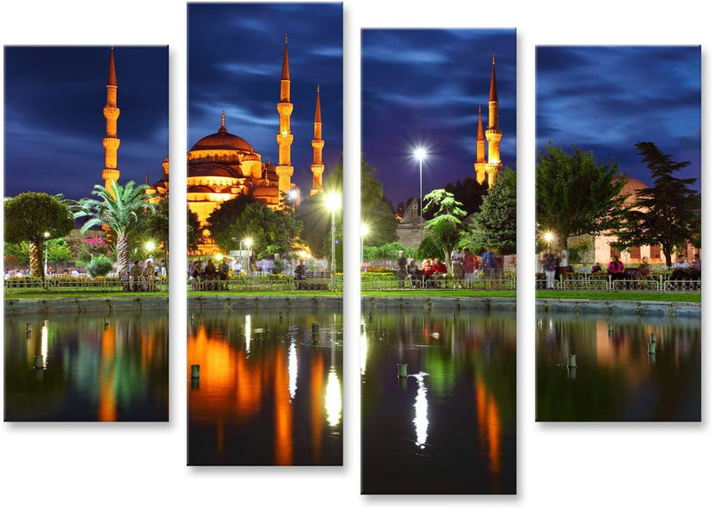 Bild Bilder auf Leinwand Blaue Moschee - Istanbul Türkei Wandbild Poster Leinwandbild Raj 130x80cm -