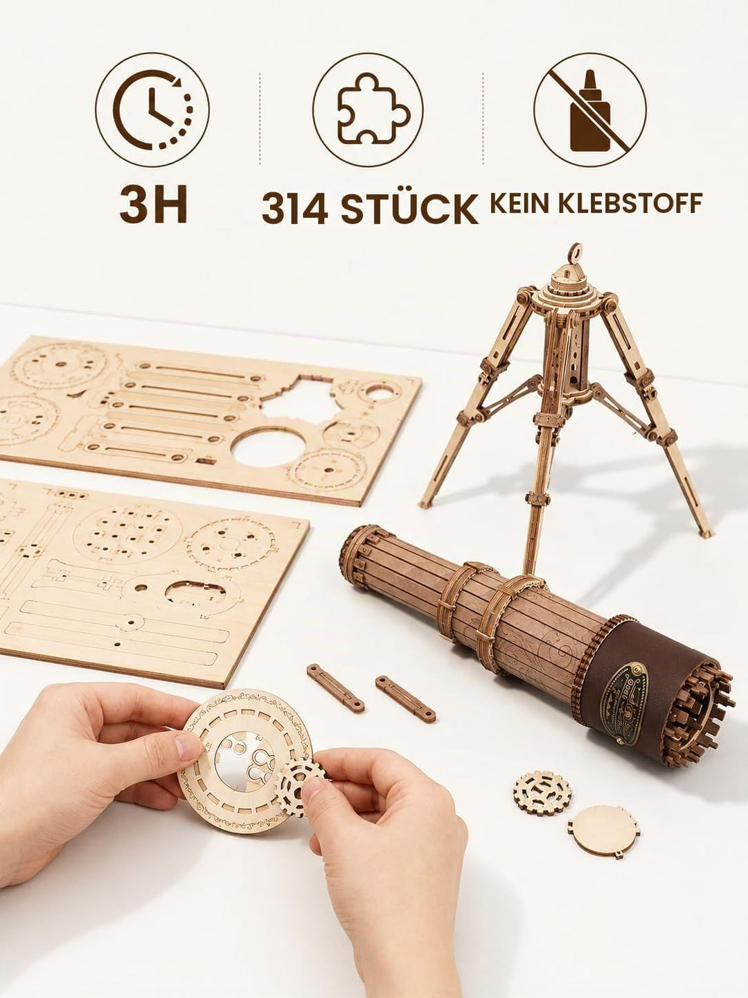 ROKR 3D Holzpuzzle Monokulares Teleskop Holz Modellbau Wissenschaft Geschenke für Erwachsene Kinder
