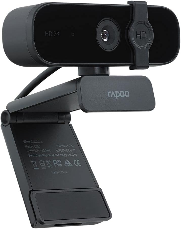 Rapoo XW2K Full HD 2K Webcam (4MP) 85° Sichtfeld, Autofokus, Rauschunterdrückung, USB-Anschluss, Kam
